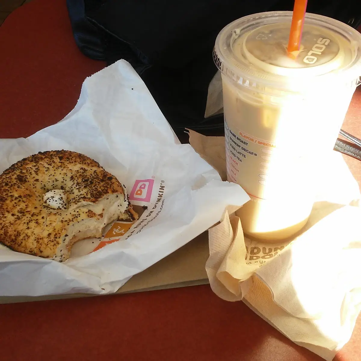 Medium Hot Hazelnut Coffee & Everything Bagel with Cream Cheese