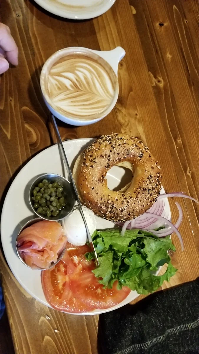 Mocha with Everything Bagel and Lox