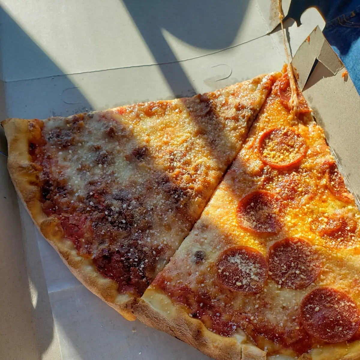 Pepperoni Pizza and Bacon Pizza Slices