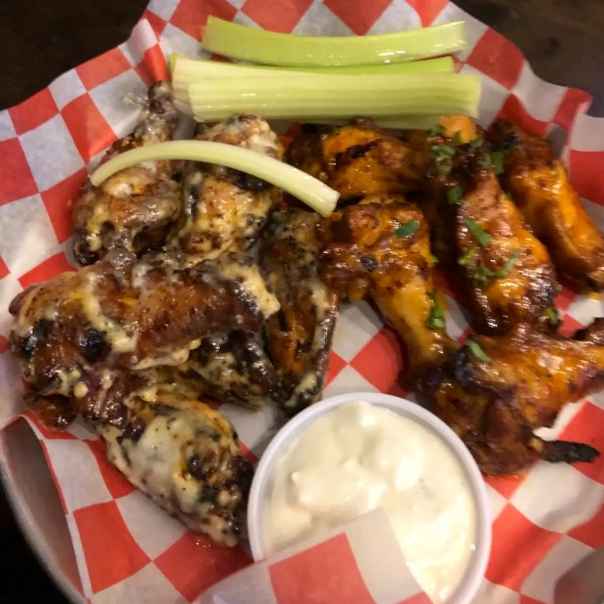 Sriracha Chicken Wings with Blue Cheese
