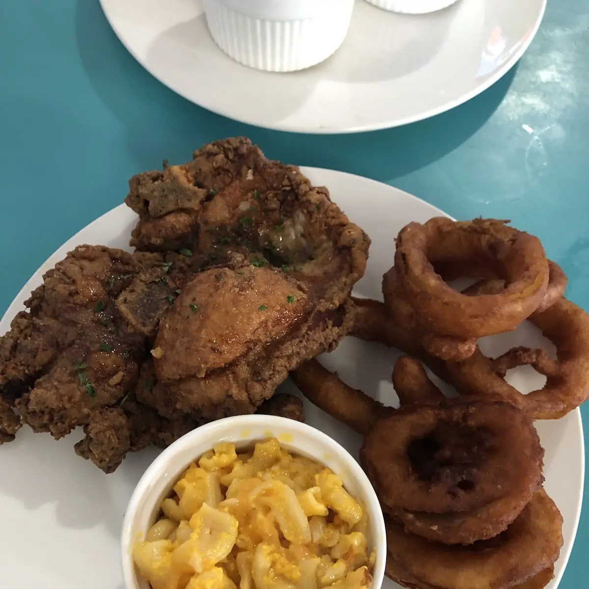 Onion Rings & Mac and Cheese