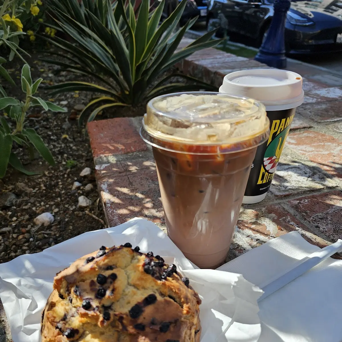 Iced Mocha and Blueberry Scone