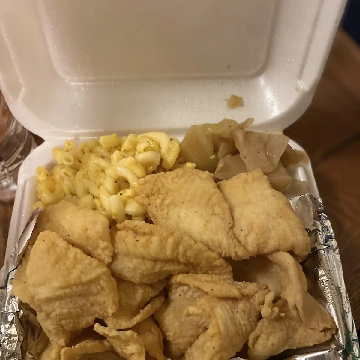 Dried Flounder Mac Cheese with Cabbage