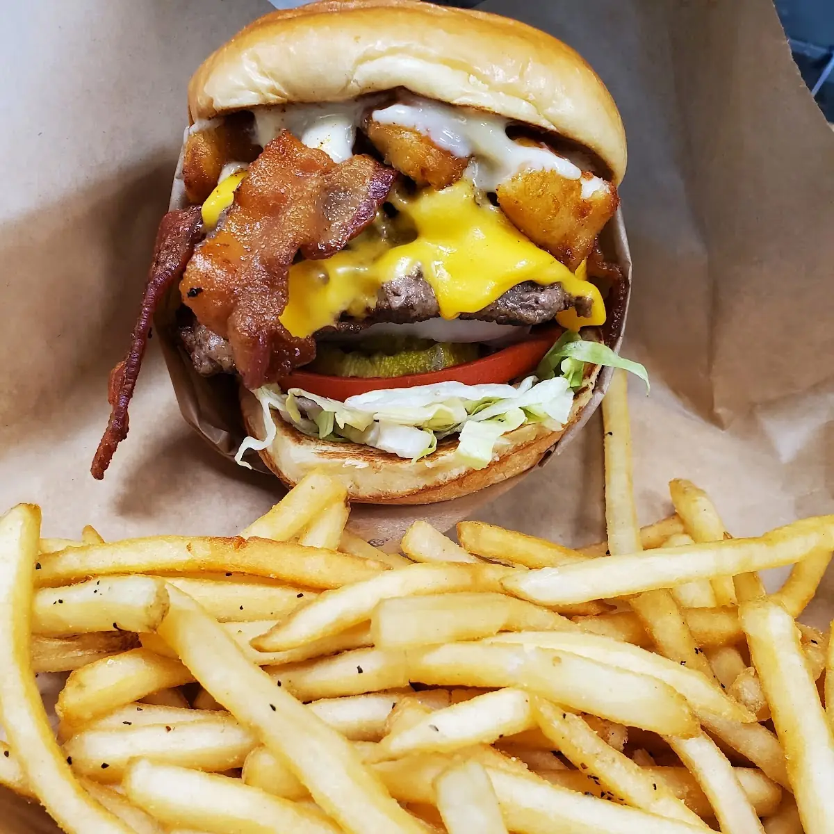Cheese Curd Bacon Burger