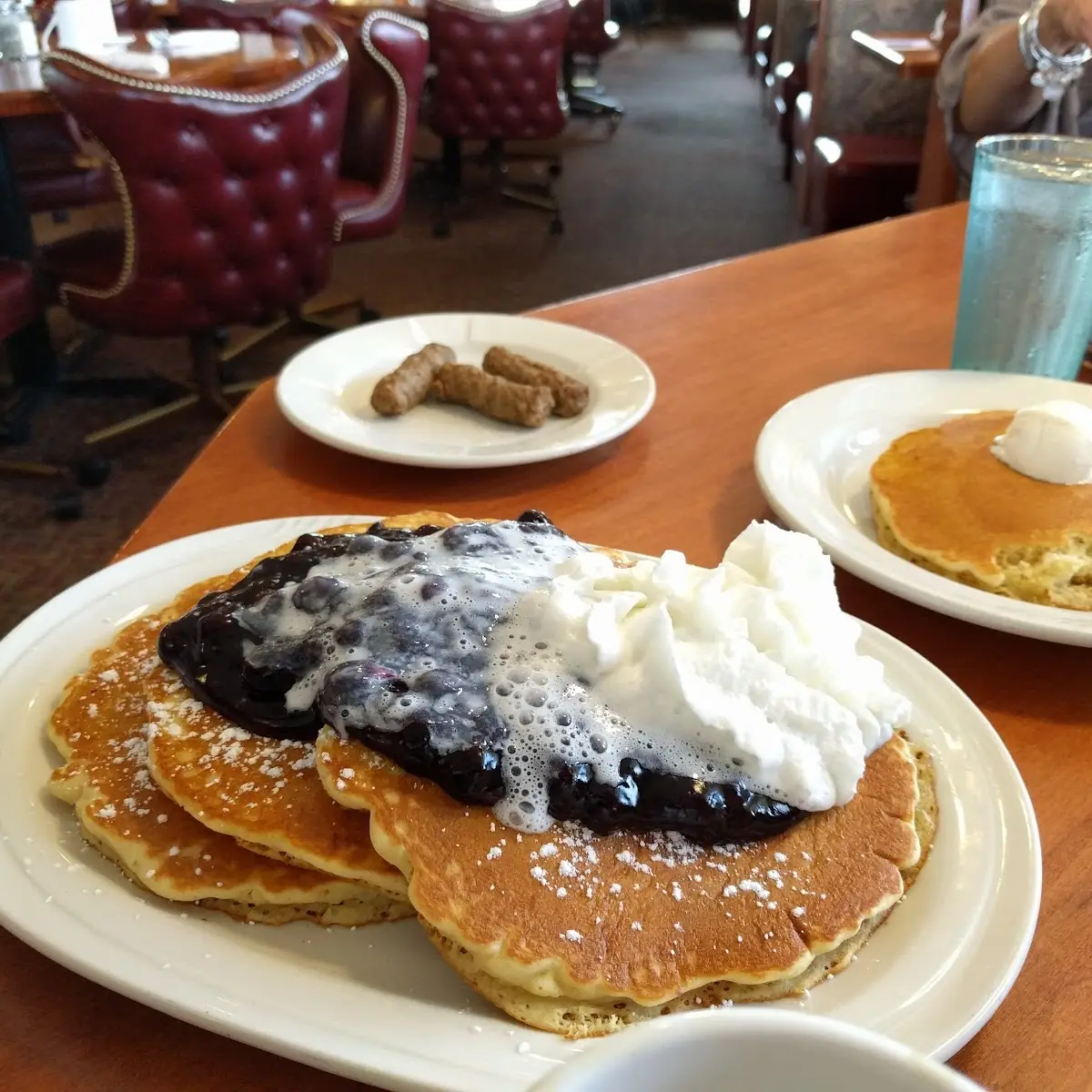 Two Buttermilk Pancakes Two Eggs Two Bacon Strips or Sausage