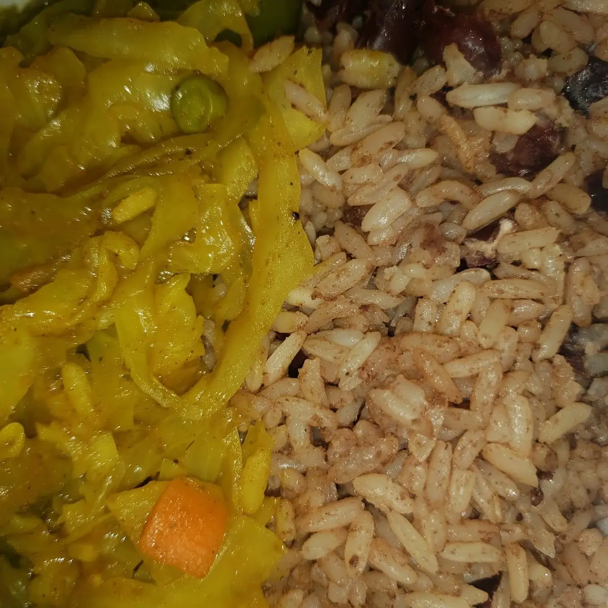 Curry Veg and Rice & Peas