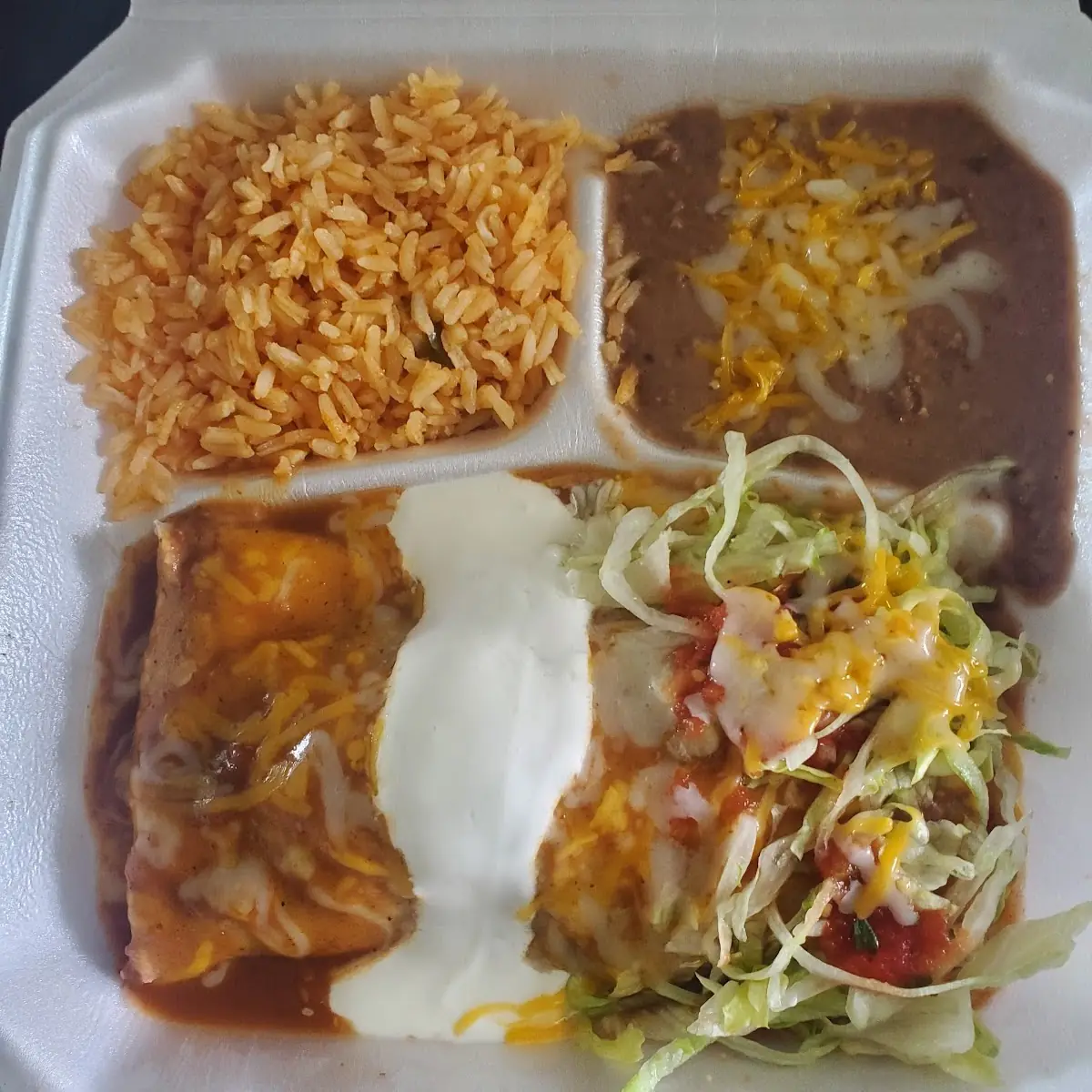 Beef Enchilada Tamale Beef Taco Rice & Beans