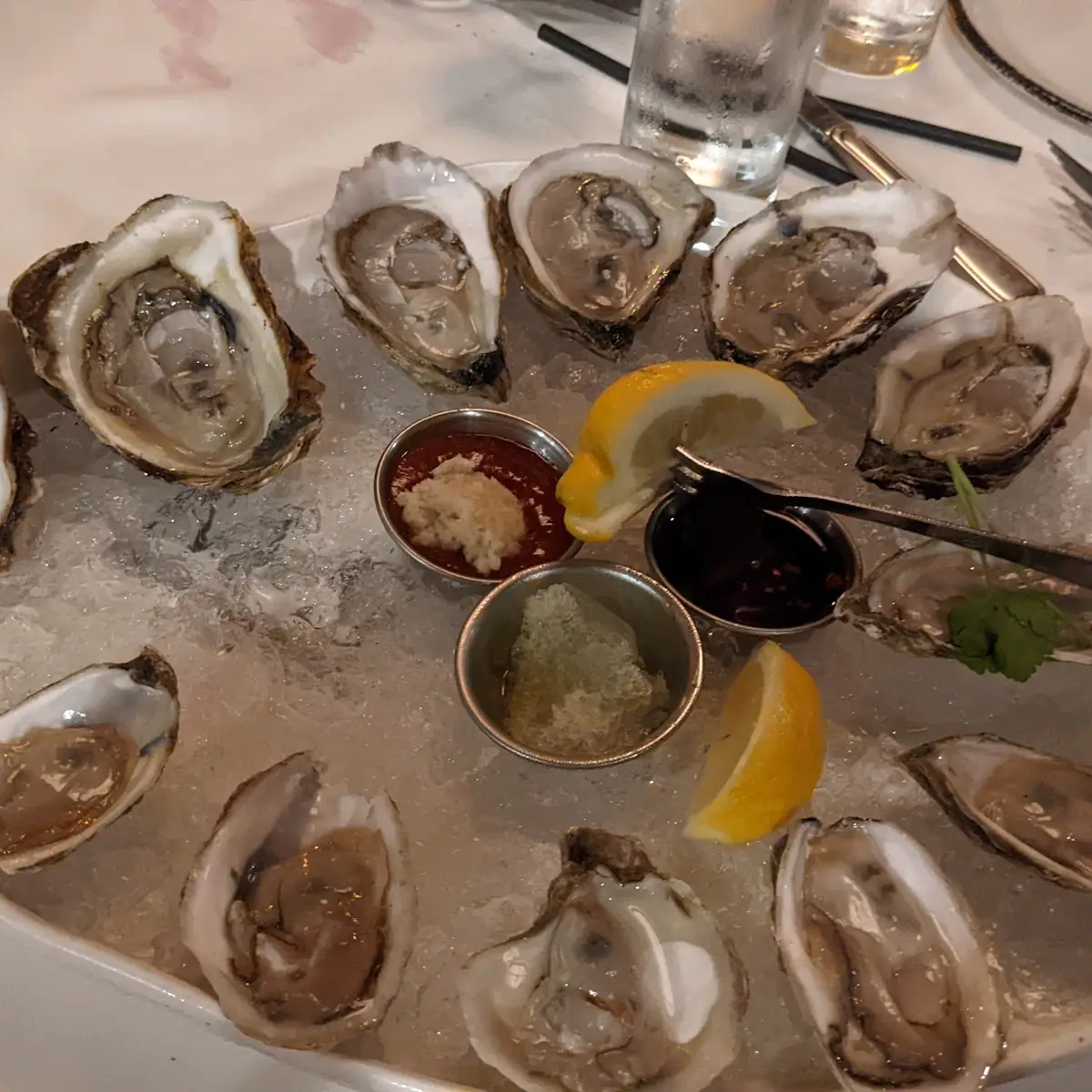 Fresh Oysters with Lemon and Sauce