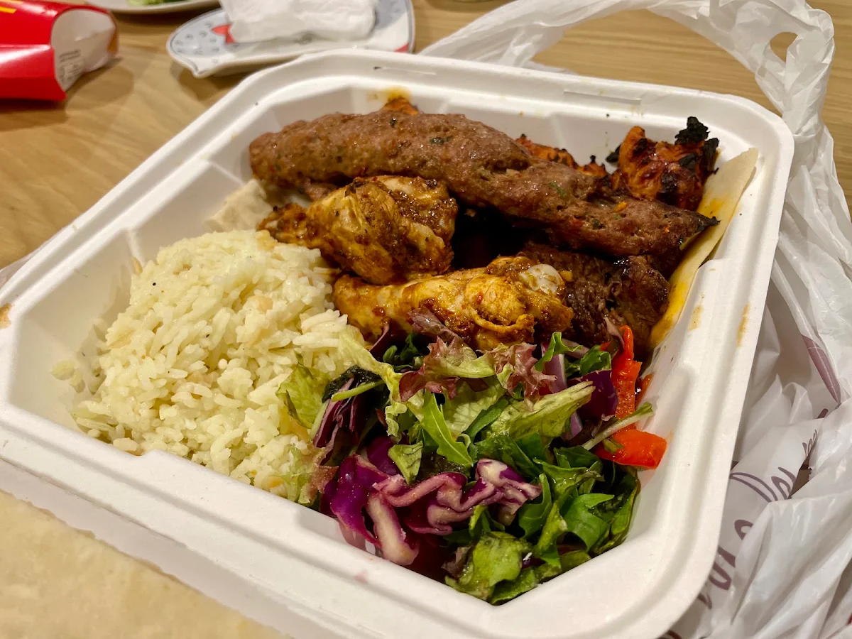 Mixed Grill Beef Chicken Adana Wings with Salad Rice and Jajik, Mangal Turkish Cuisine