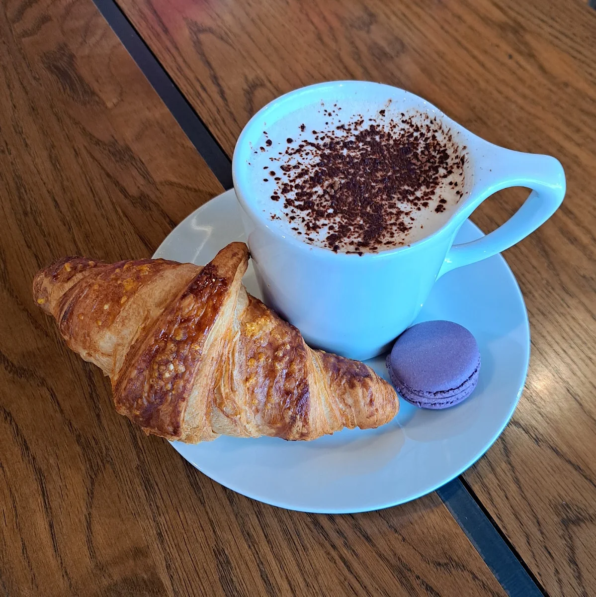 Hot Chocolate Croissant and Macaron