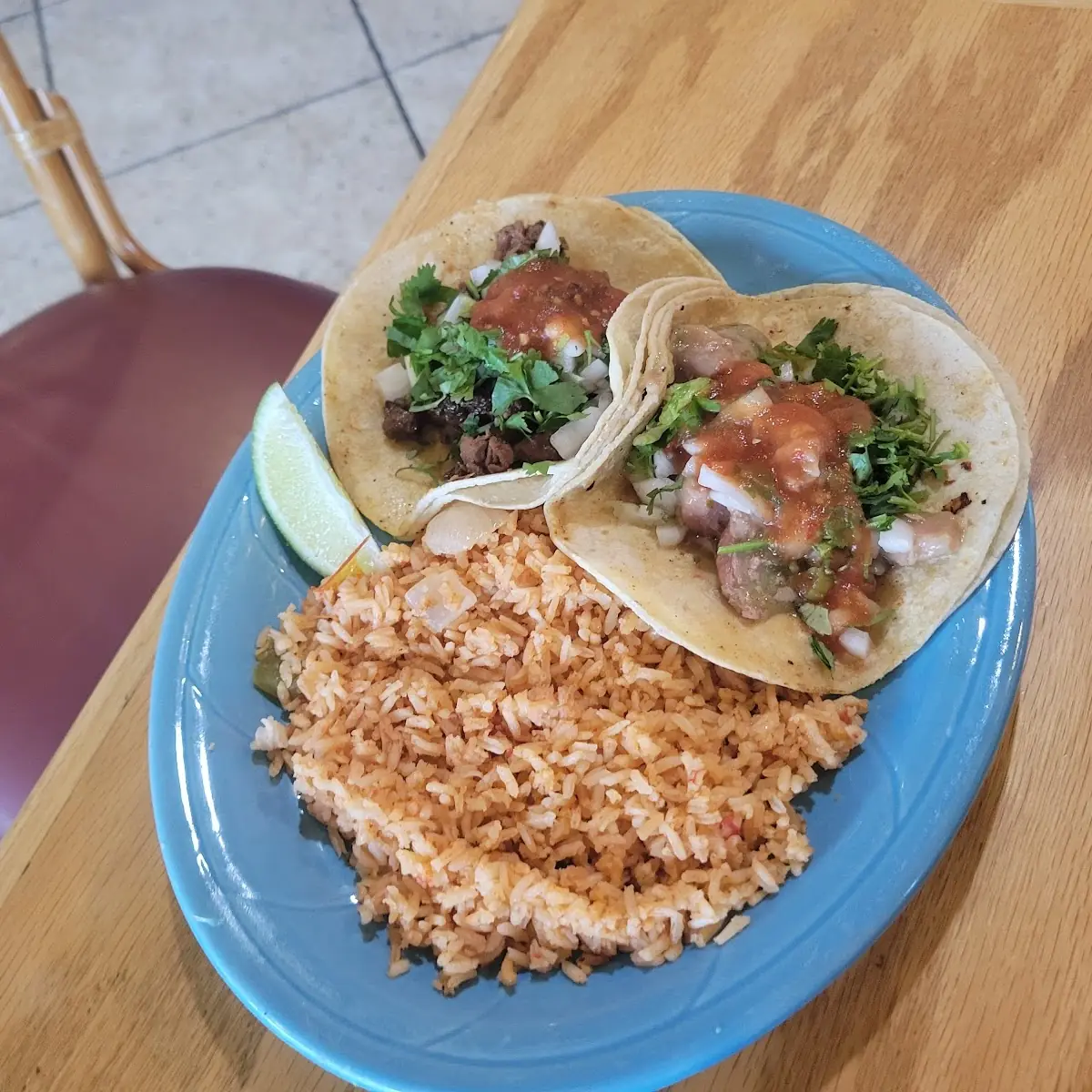 Beef Taco Served with Rice and Beans