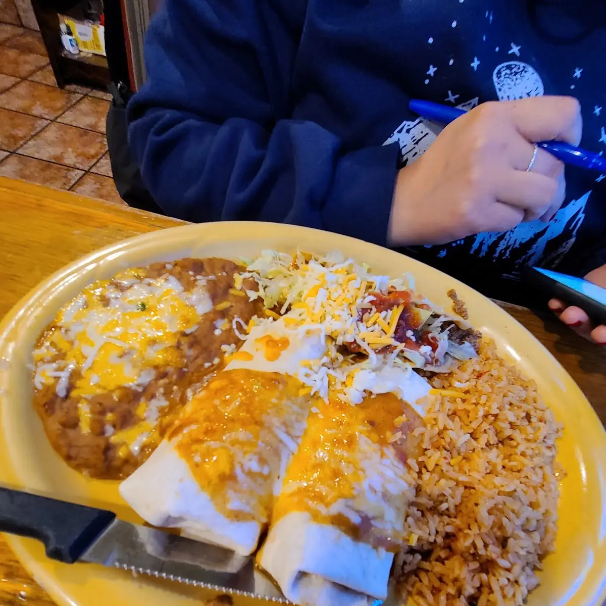 Cheese Enchilada with Rice and Beans