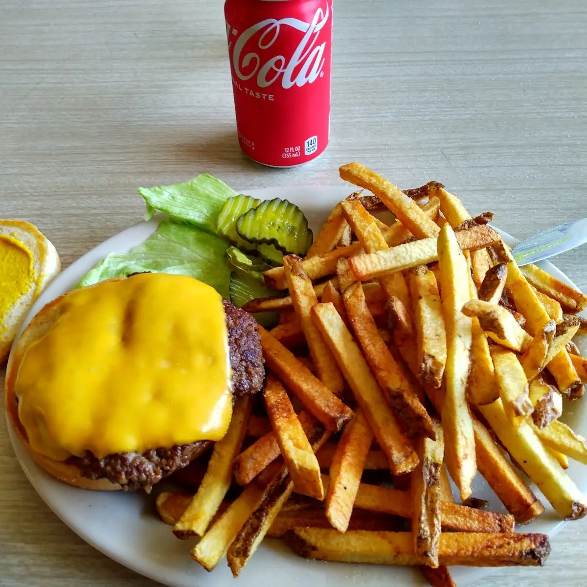 Buffalo Burger and Fries with Cheese