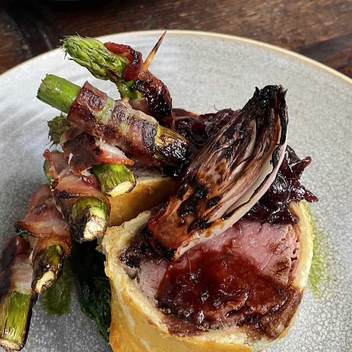 Grilled Lamb Rack Smoked Eggplant Puree Aged Balsamic