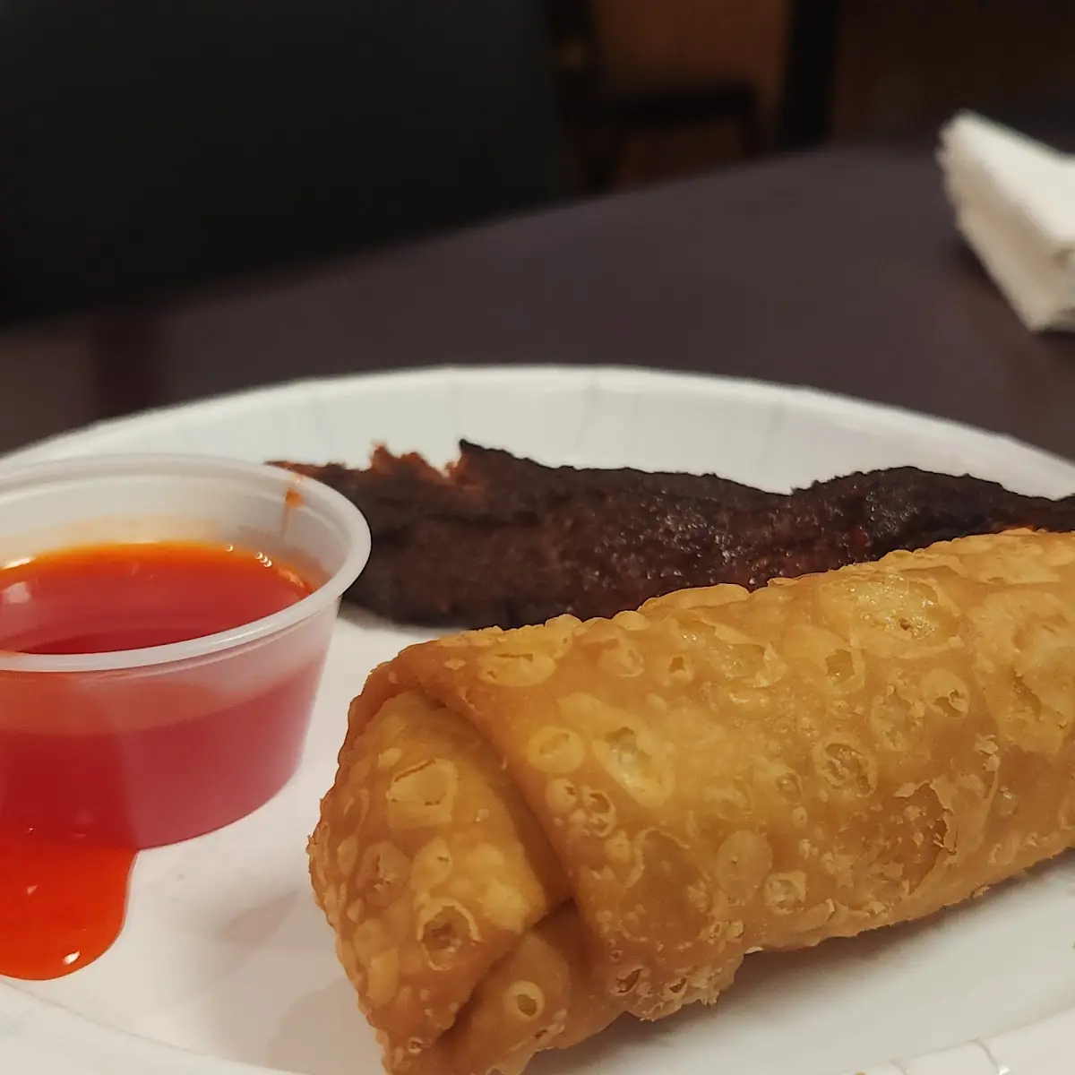 Beef Teriyaki and Egg Roll
