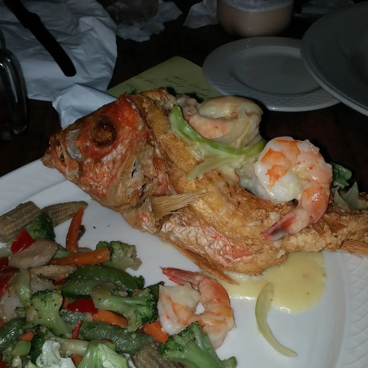Red Snapper with Stuffed Shrimp