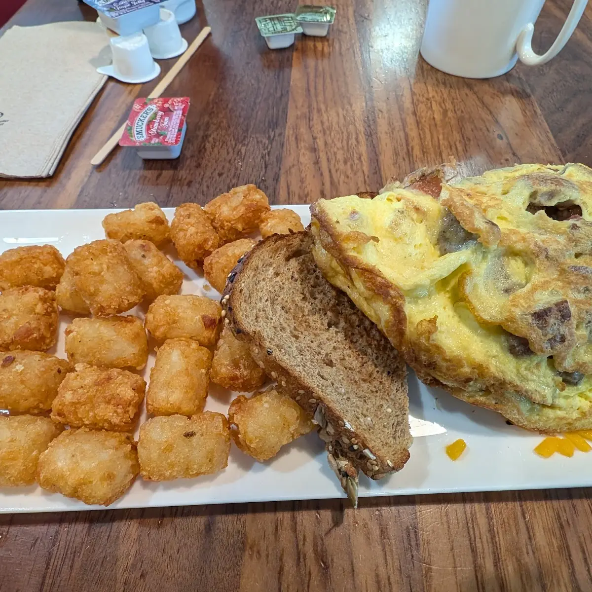Bacon Sausage and Cheese Omelette