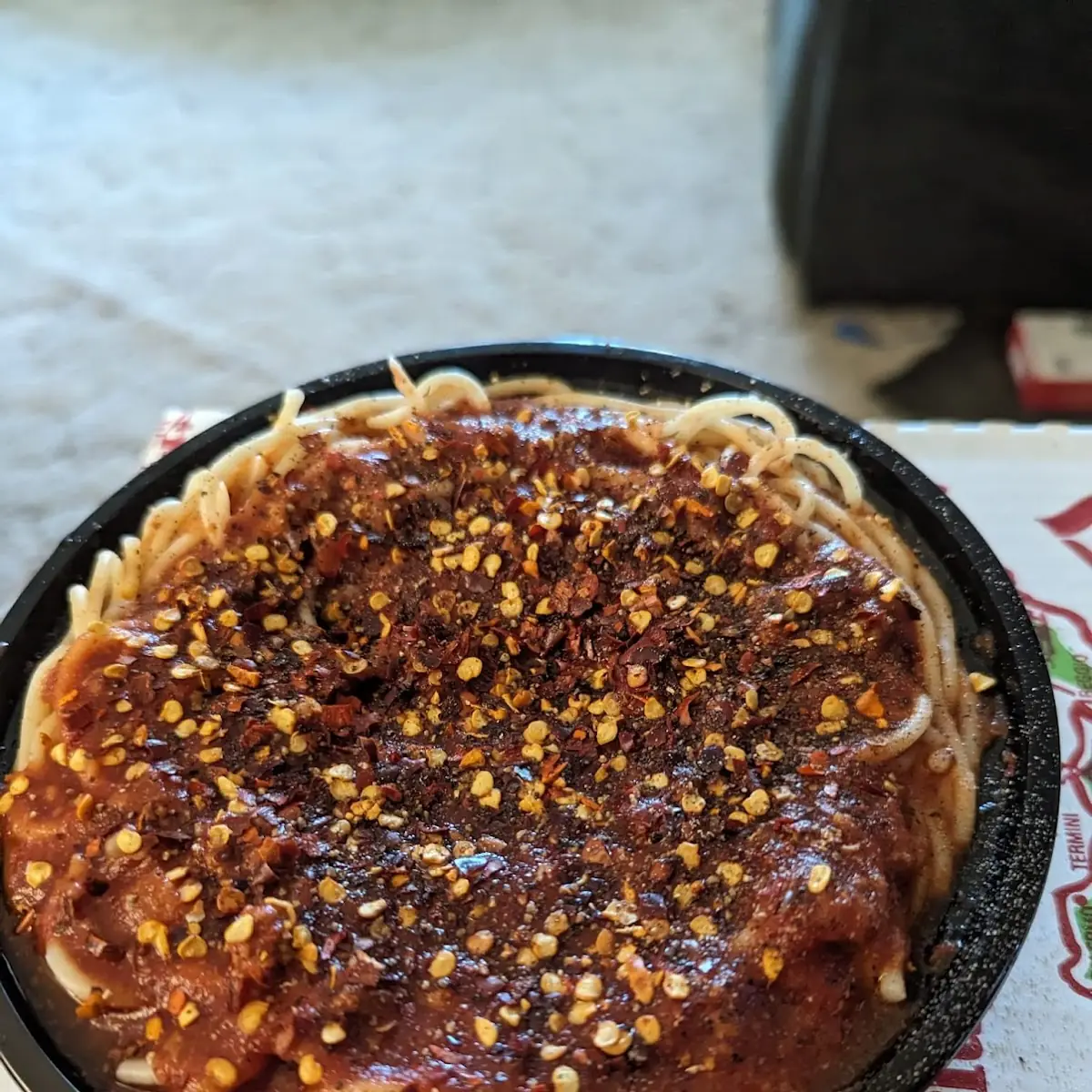 Spaghetti with Meat Sauce and Red Pepper