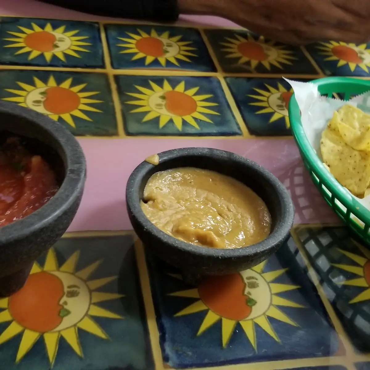 Chips Salsa and Bean Dip