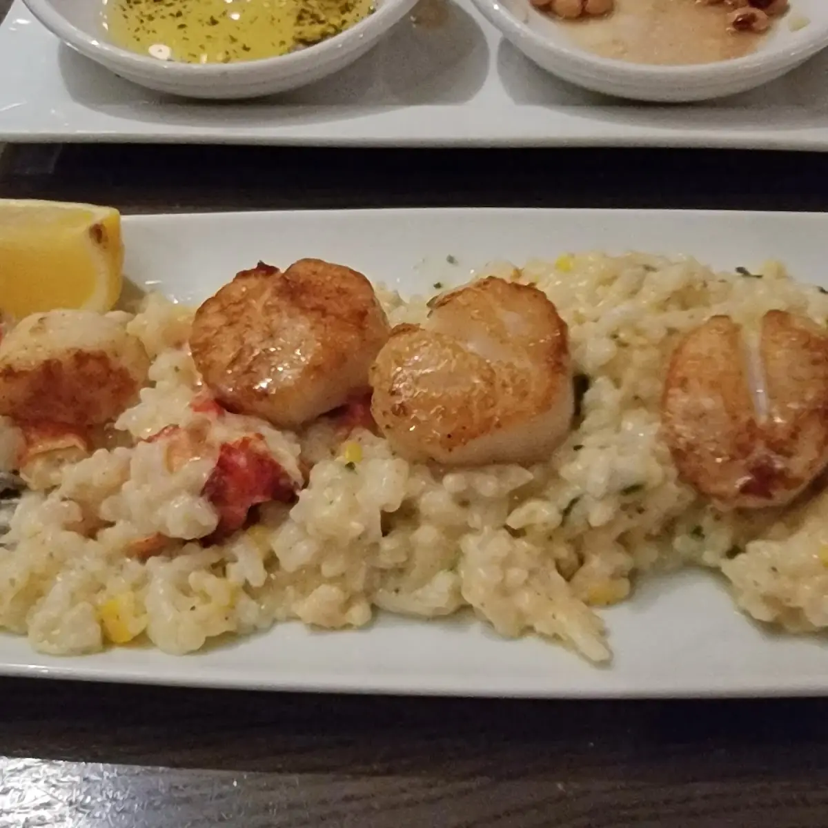 Pan Seared Scallops with Lobster Risotto