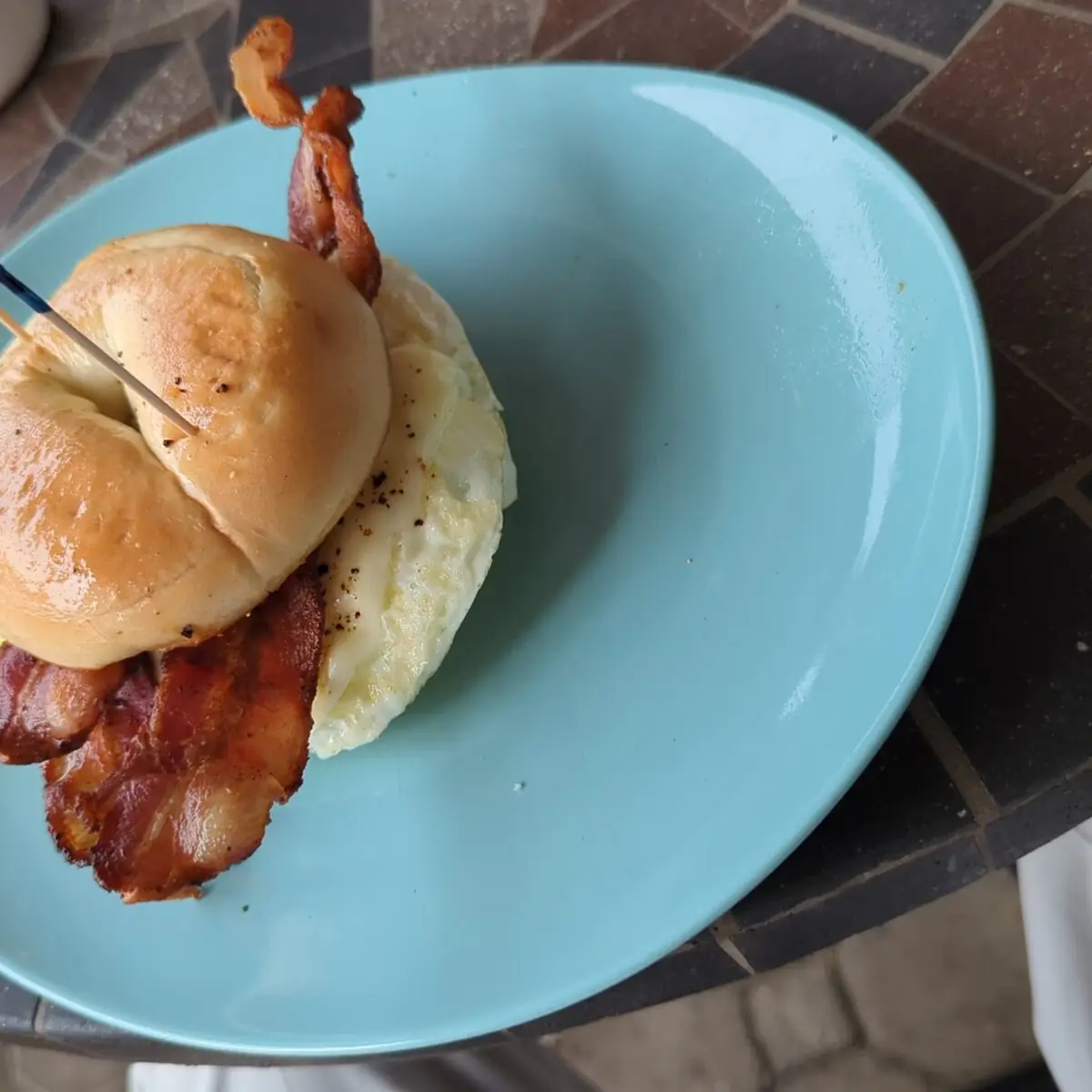 Bacon Egg and Cheese on a Plain Bagel