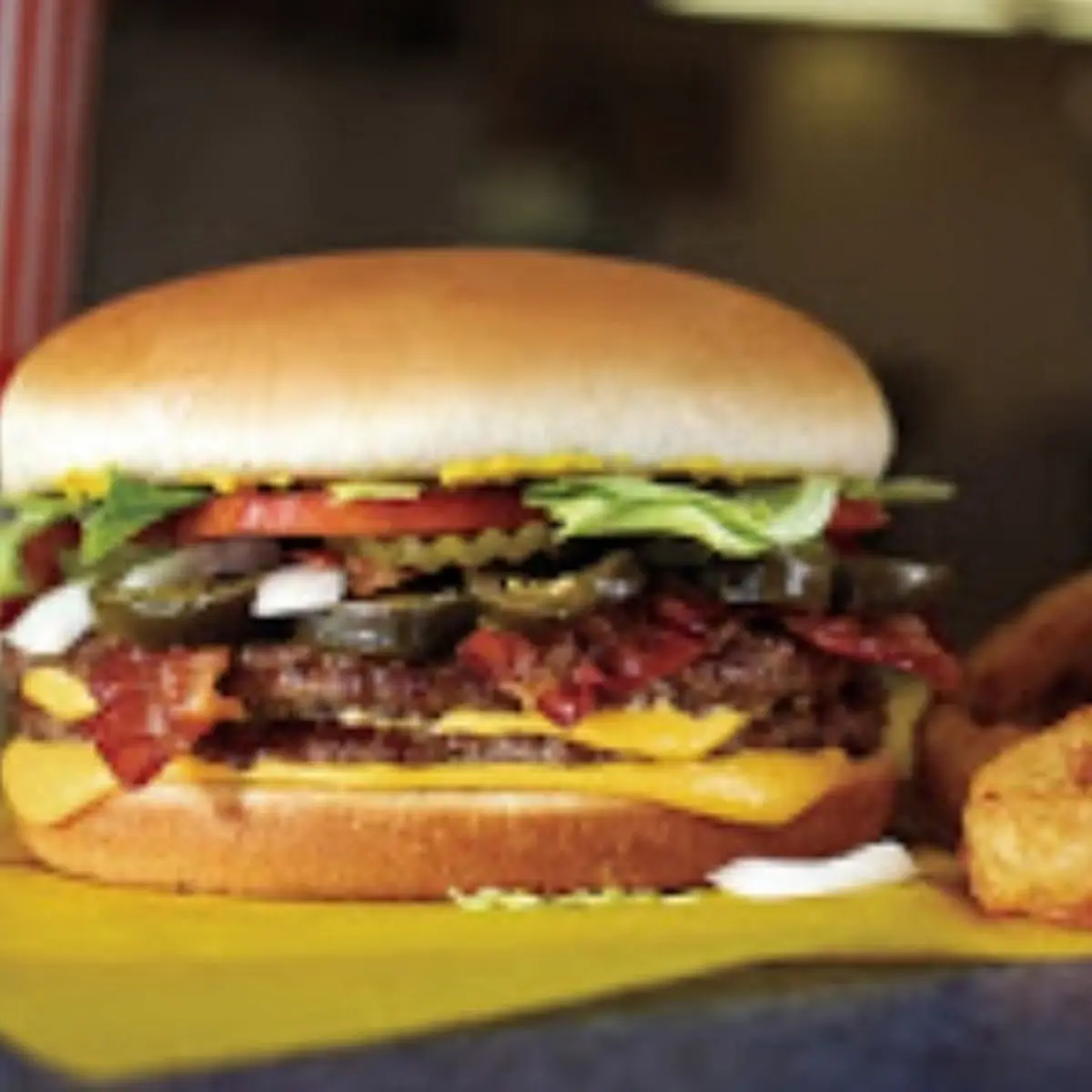 Double with Bacon Cheeseburger Deluxe with Jalapenos