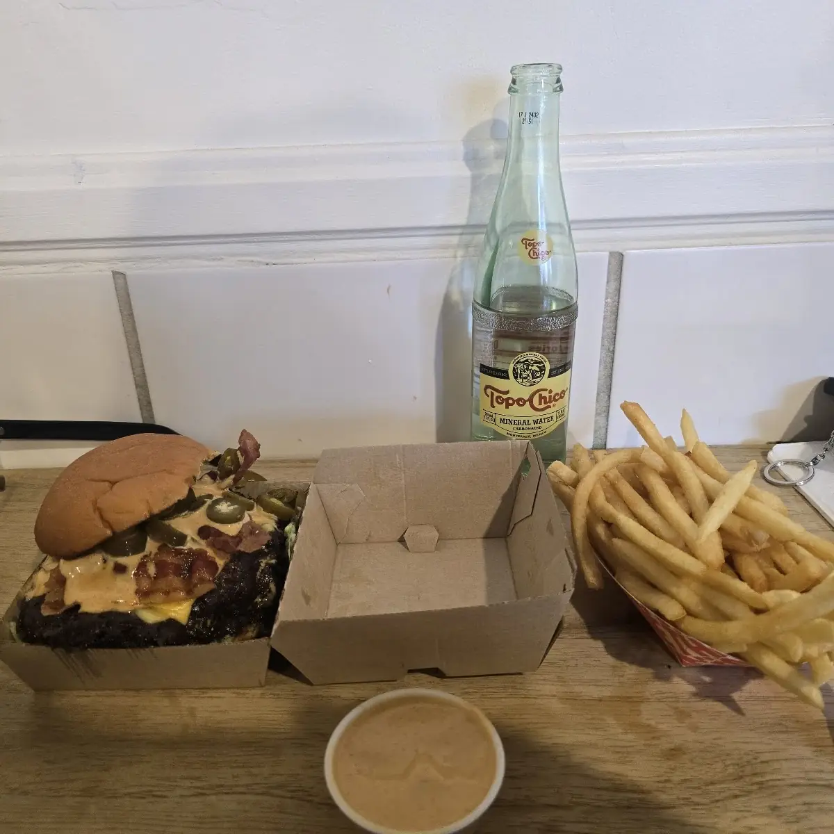 Triple Cheeseburger with Fries and a Drink