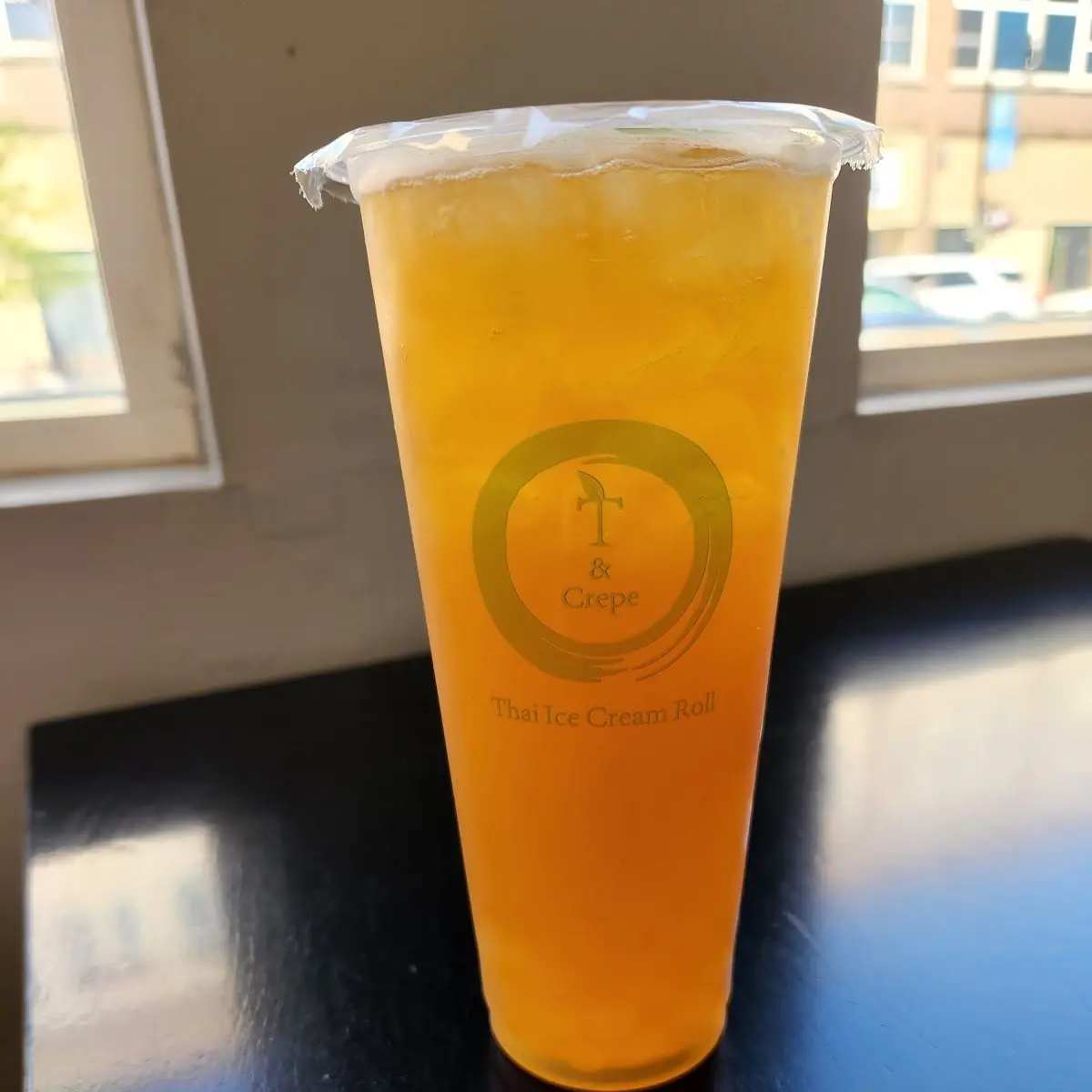 Peach Green Tea with Boba