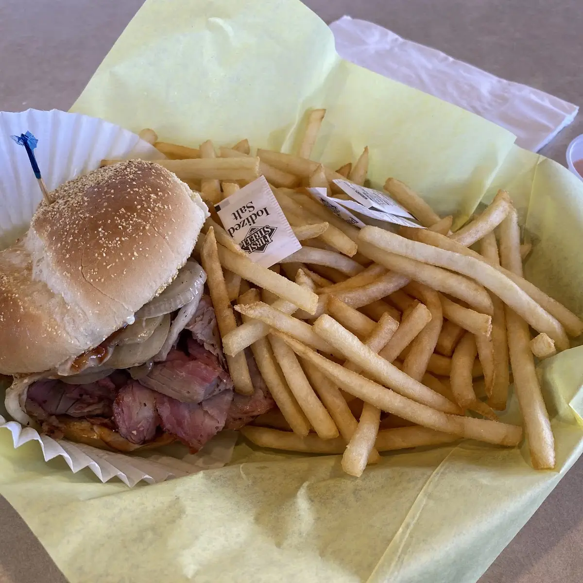 Brisket Sandwich and Fries