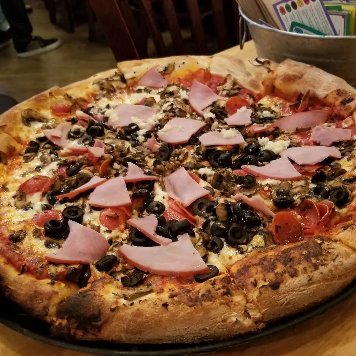 Pepperoni Ham and Mushroom Pizza