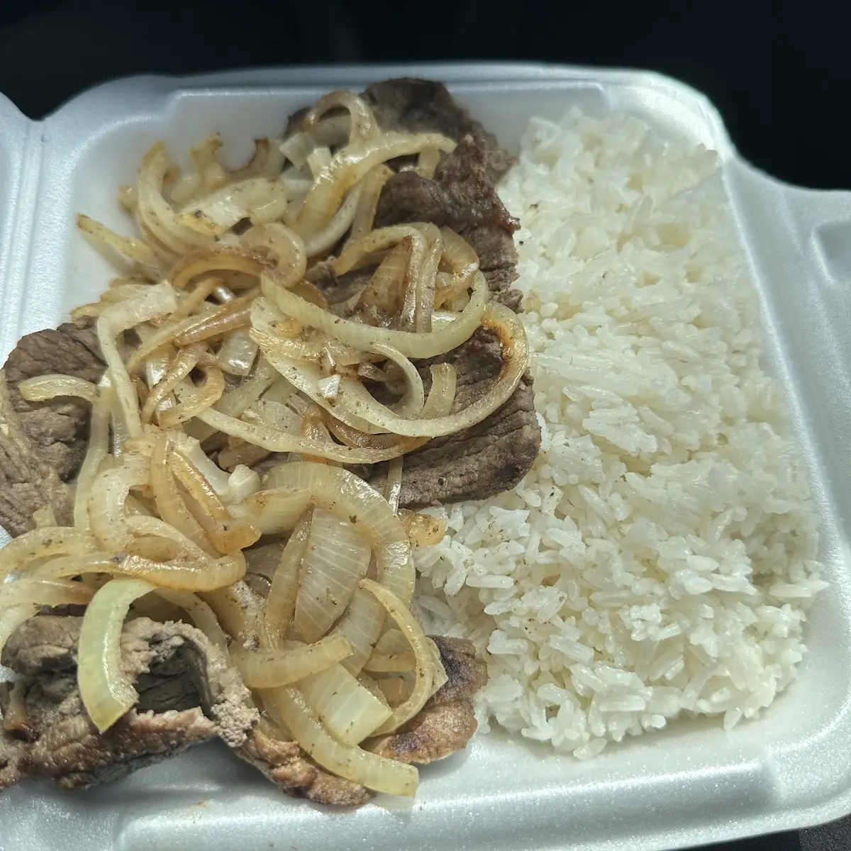 Lunch Rice Beans and Stake