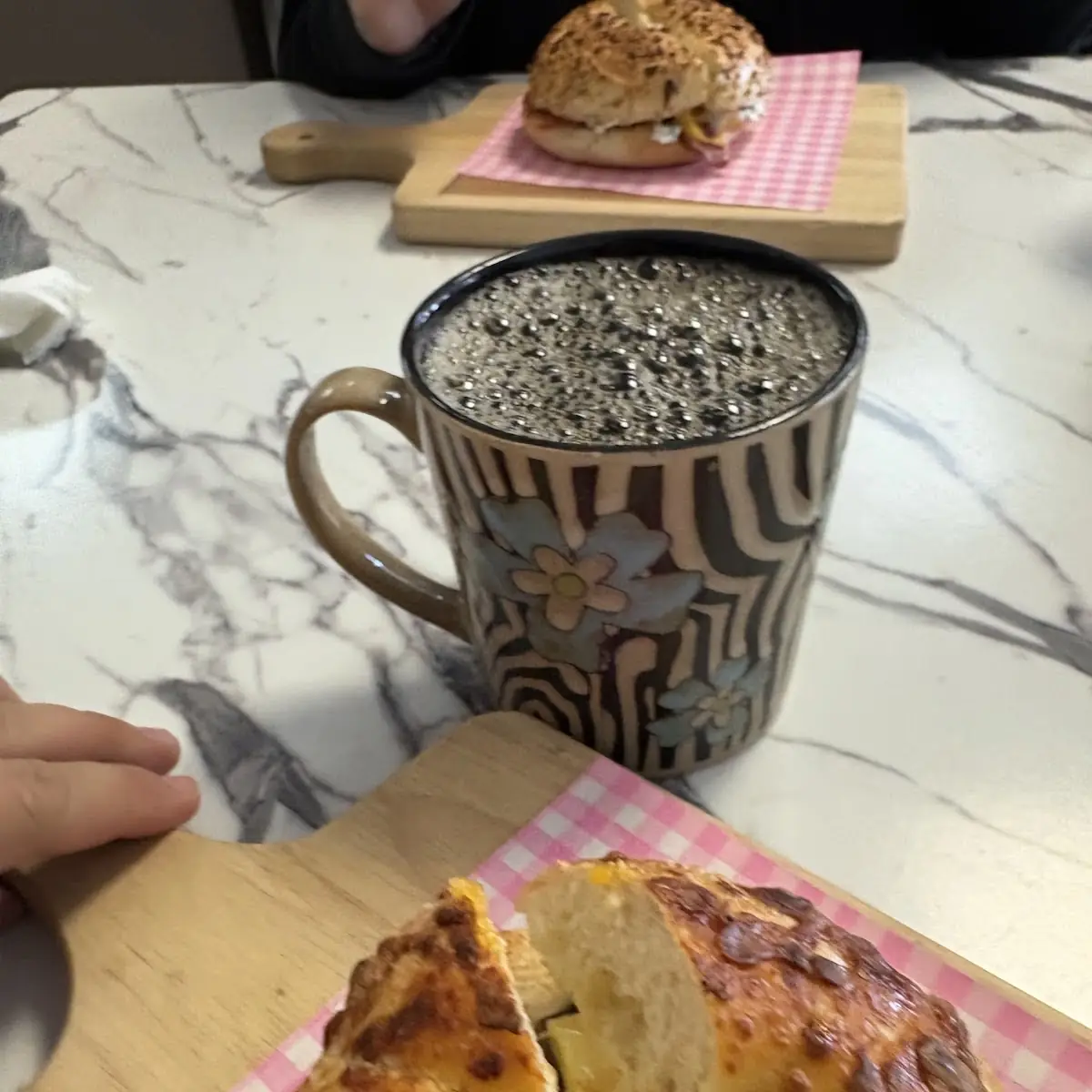 Coffee and Bagel Breakfast Sandwich