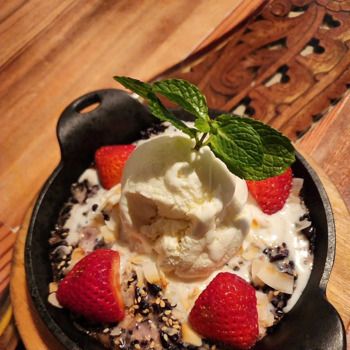 Black Rice Pudding with Coconut Ice Cream