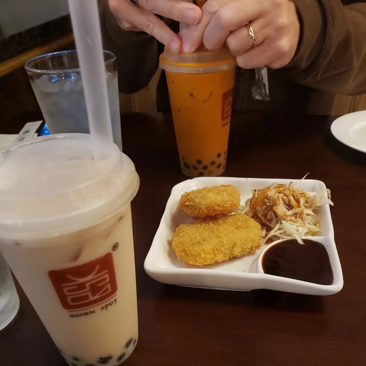Boba Tea and Potato Cakes
