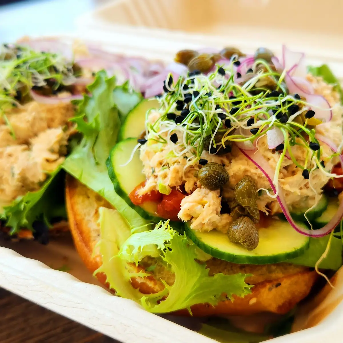 Albacore Tuna Salad on a Toasted Everything Bagel