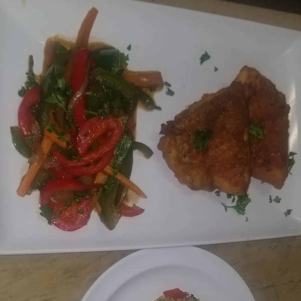 Fried Snapper with Peppers and Fried Rice
