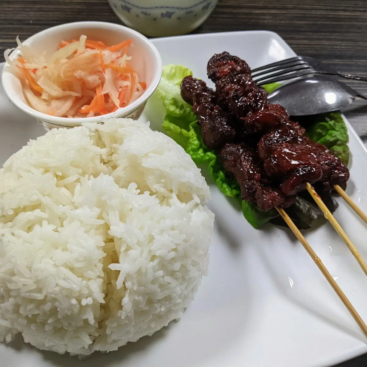 Beef Stick on Steamed Rice