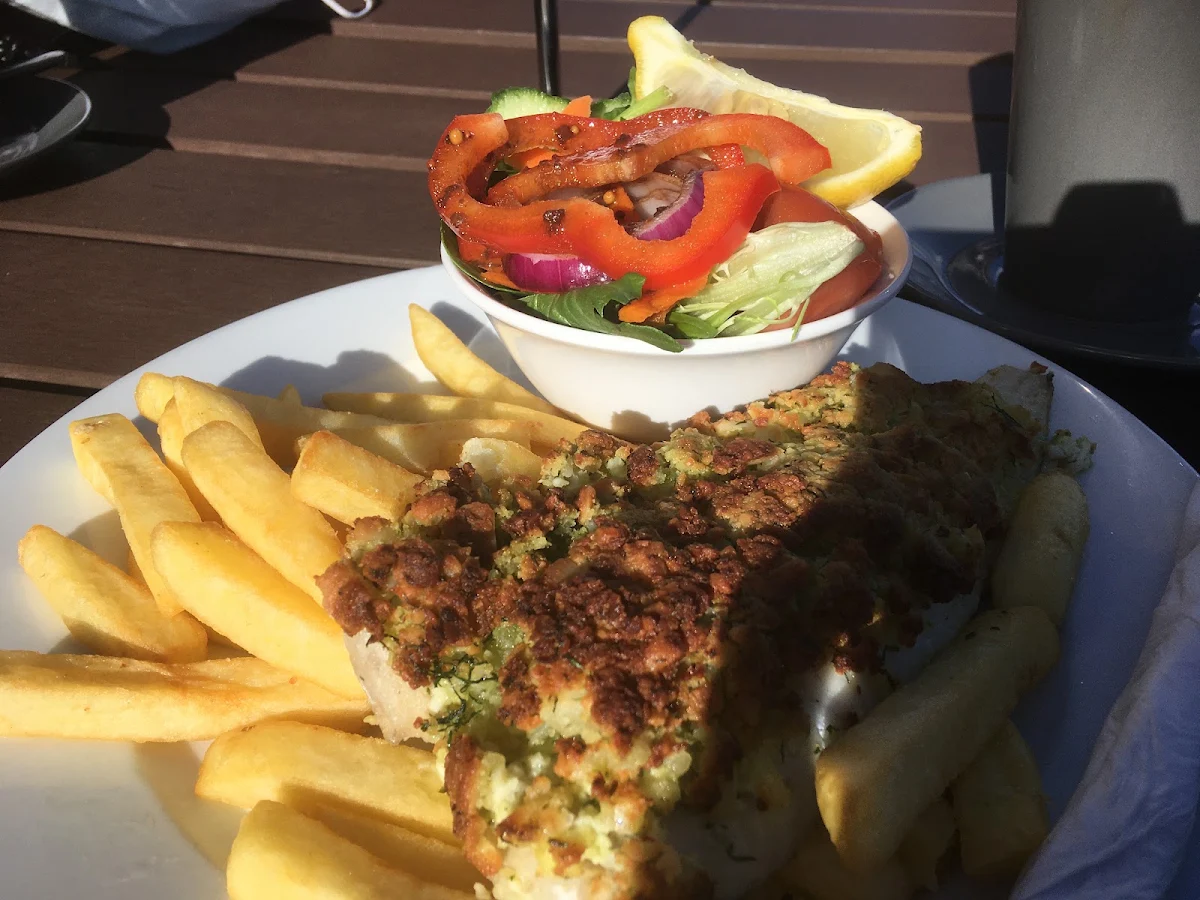 Macadamia Crusted Fish and Chips, Bridgewater Bay Cafe