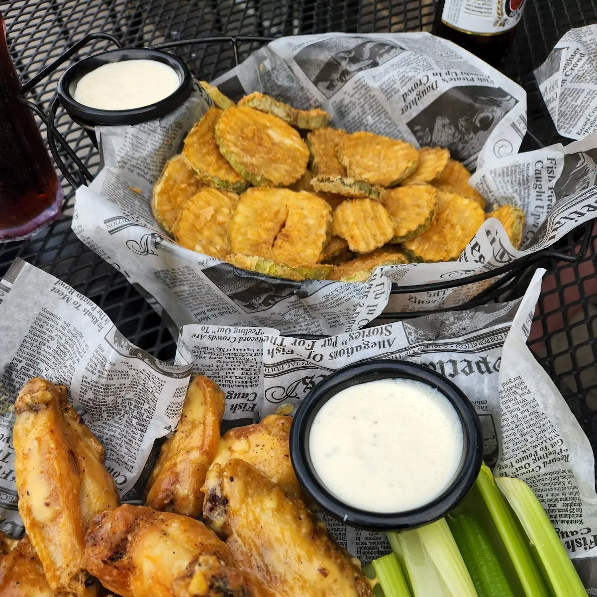 Garlic Parmesan Wings and Fried Pickles