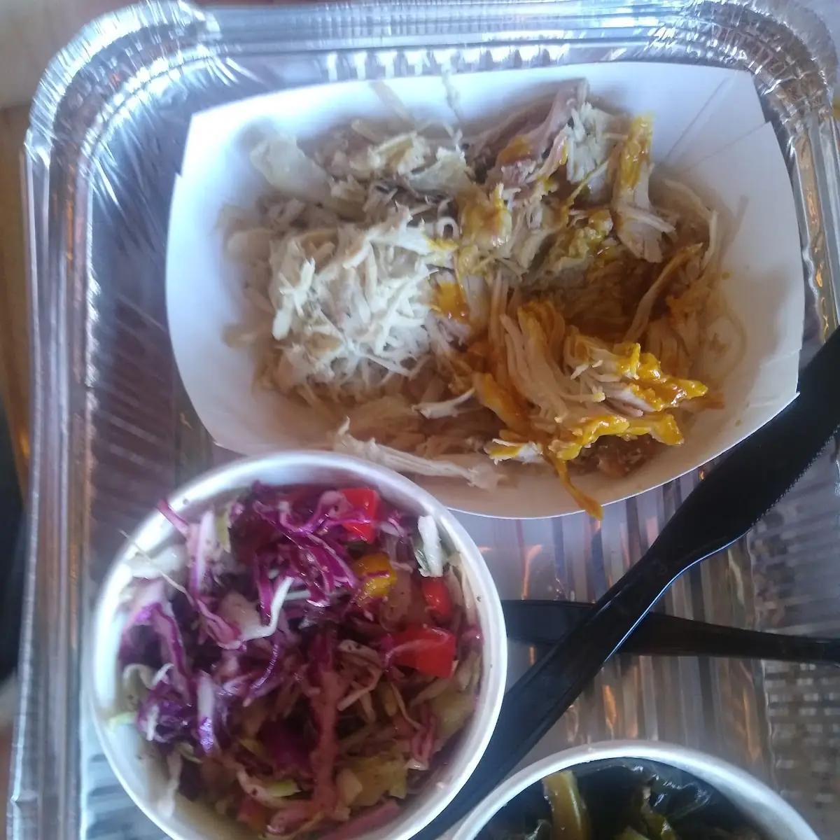 Pulled Turkey with Collard Greens and Slaw