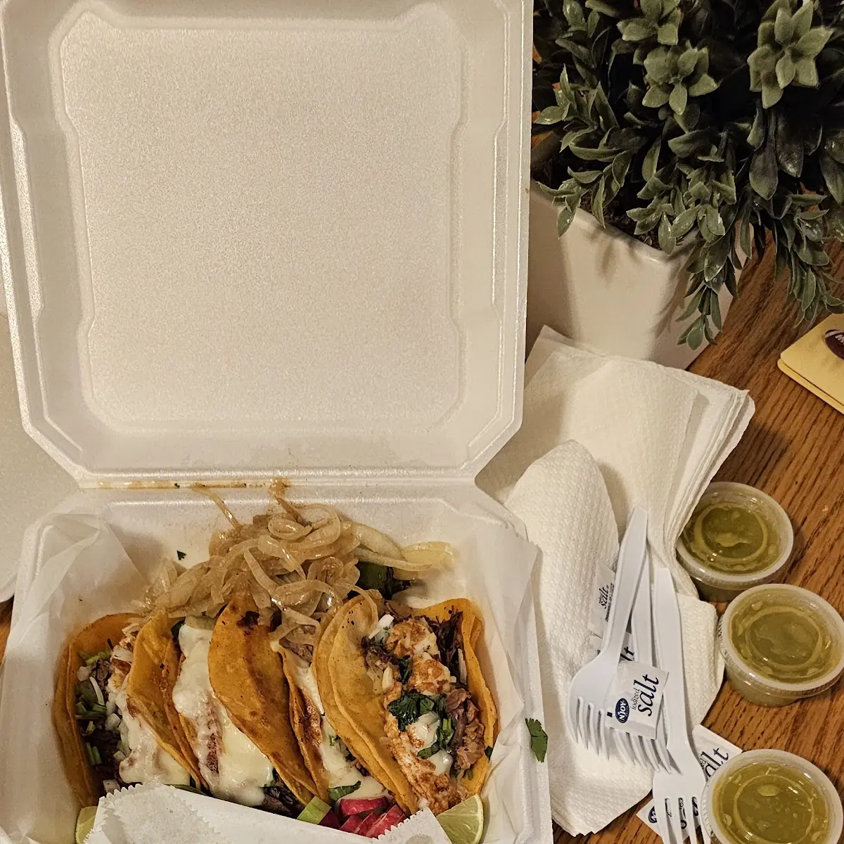 1 Chicken Taco and 1 Carne Asada Taco