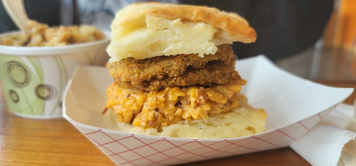 Chipotle Pimento Cheese and Sausage Biscuit