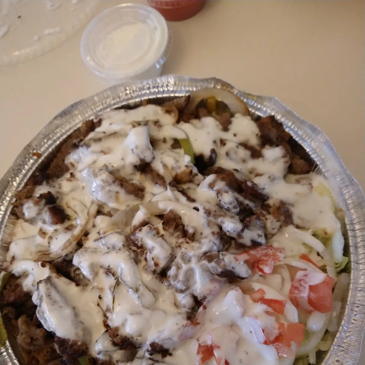 Lamb over Brown Rice and Salad
