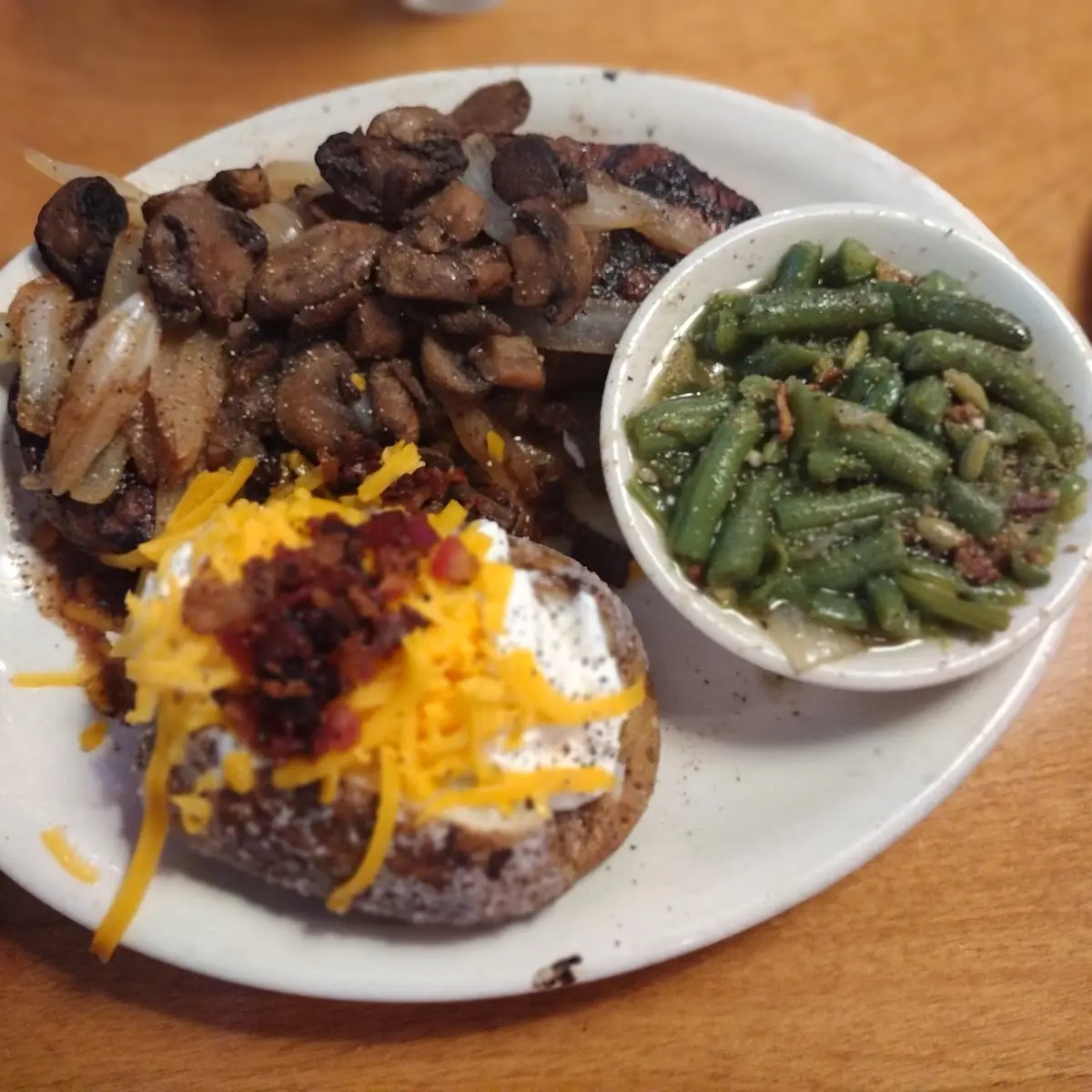 Buttered Corn House Salad Steak Fries
