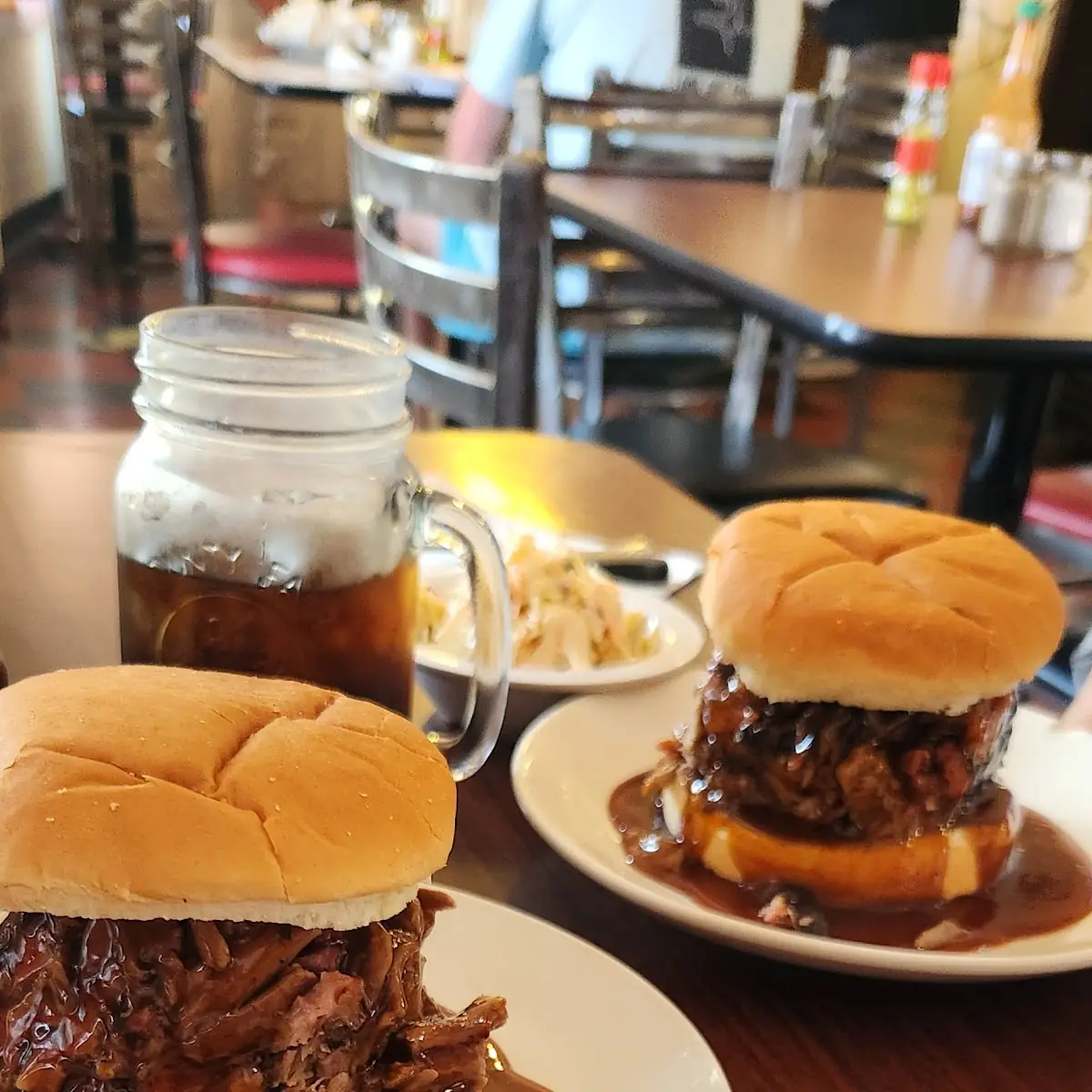 Pull Pork and Pulled Brisket Sandwich