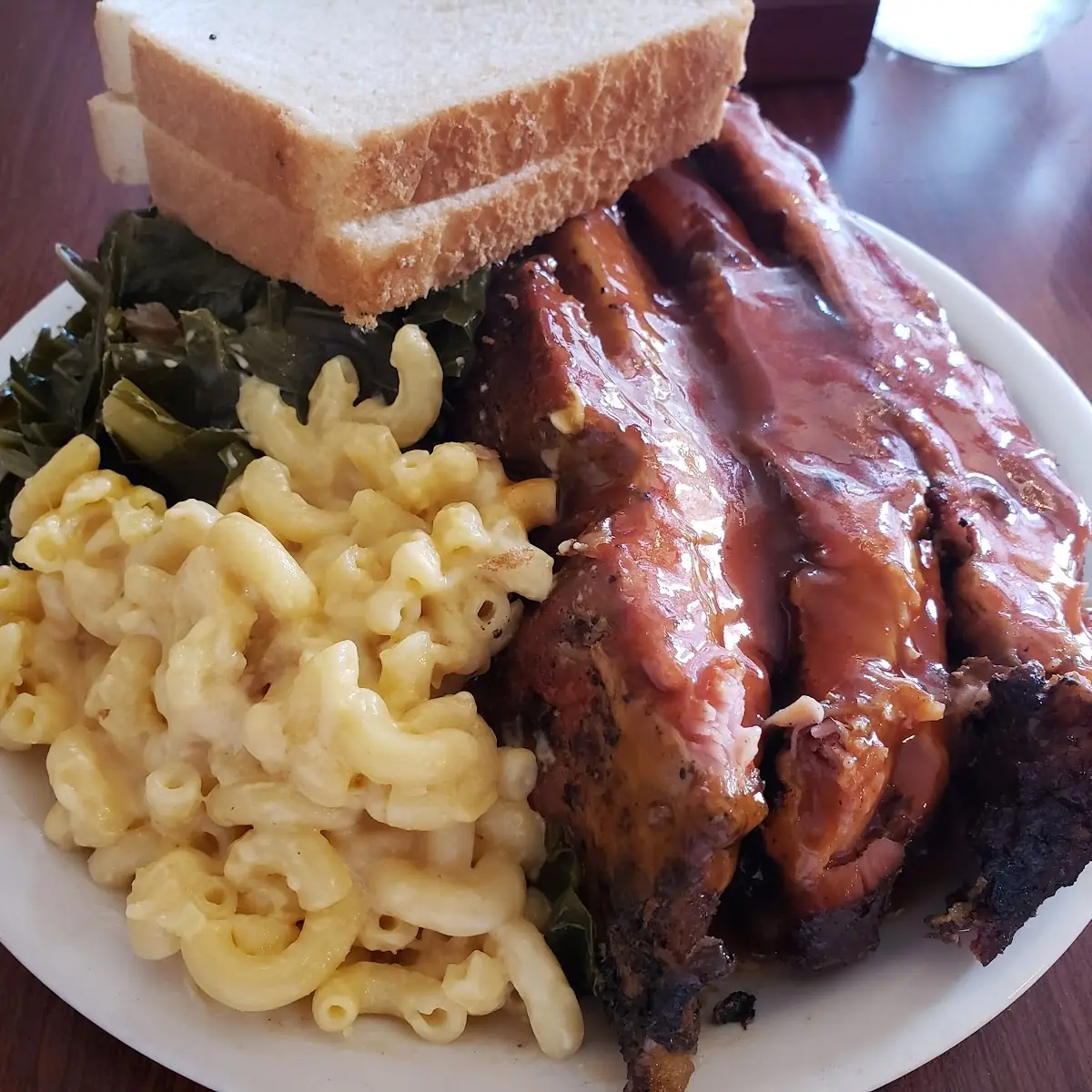 Ribs Mac and Cheese and Greens