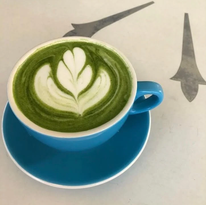 Matcha Latte with Leaf Art