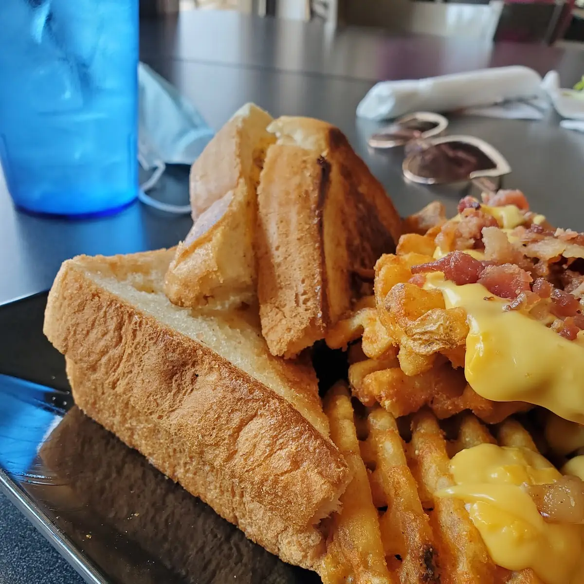 Grilled Cheese and Bacon Cheese Fries