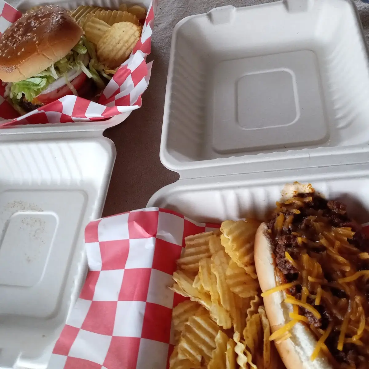 Chili Cheese Dog and Cheeseburger