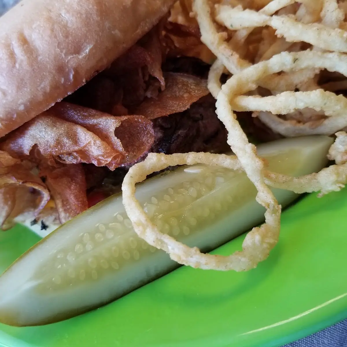 Picnic Burger with Onion Rings